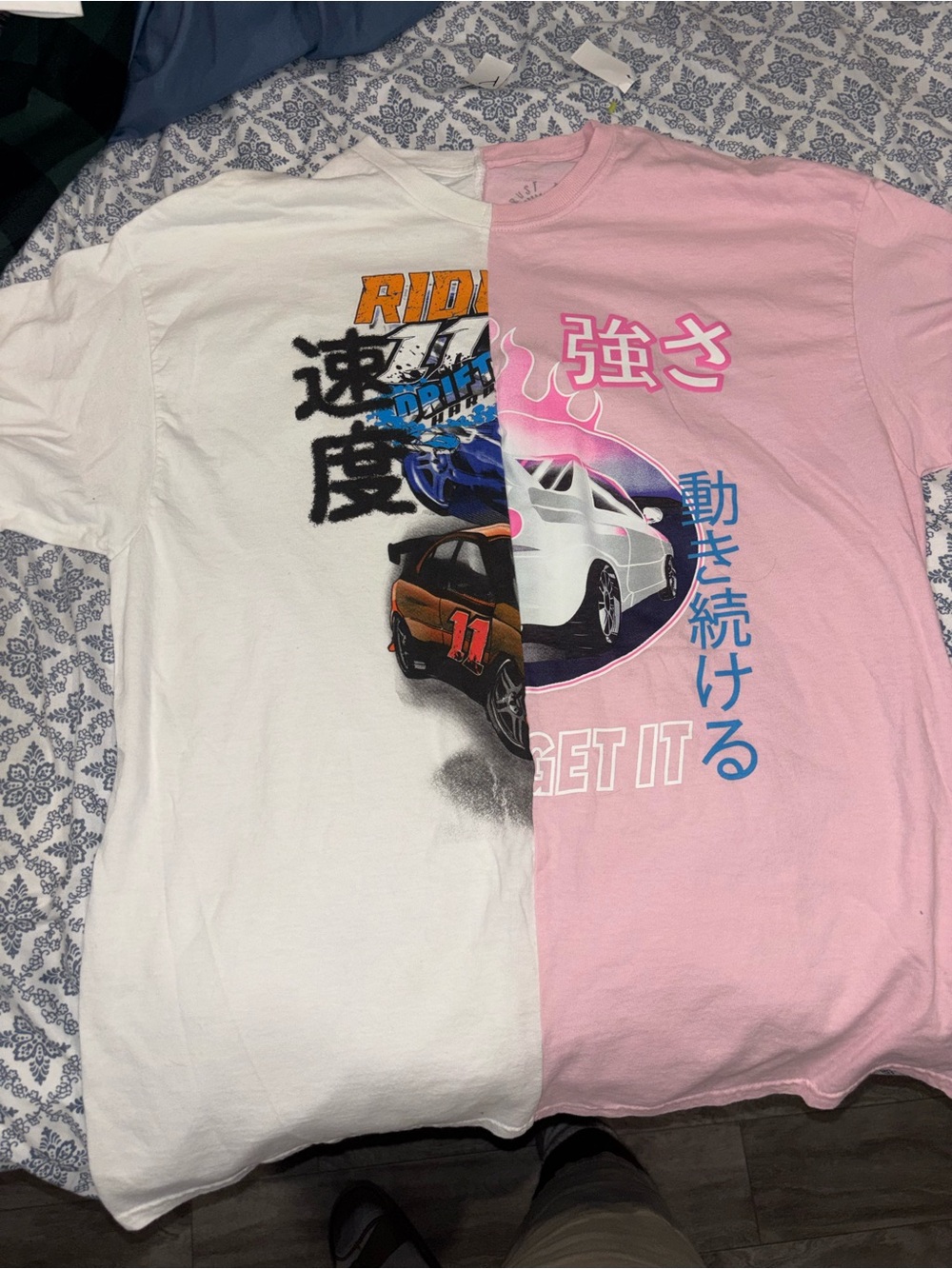 Kids Racing Graphic Tee - Pink & White